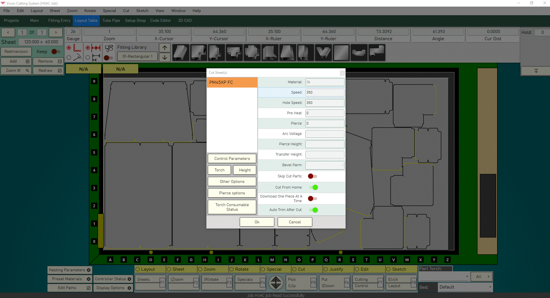 Vicon HVAC Software Cutting Screen Vicon HVAC Software Cutting Screen
