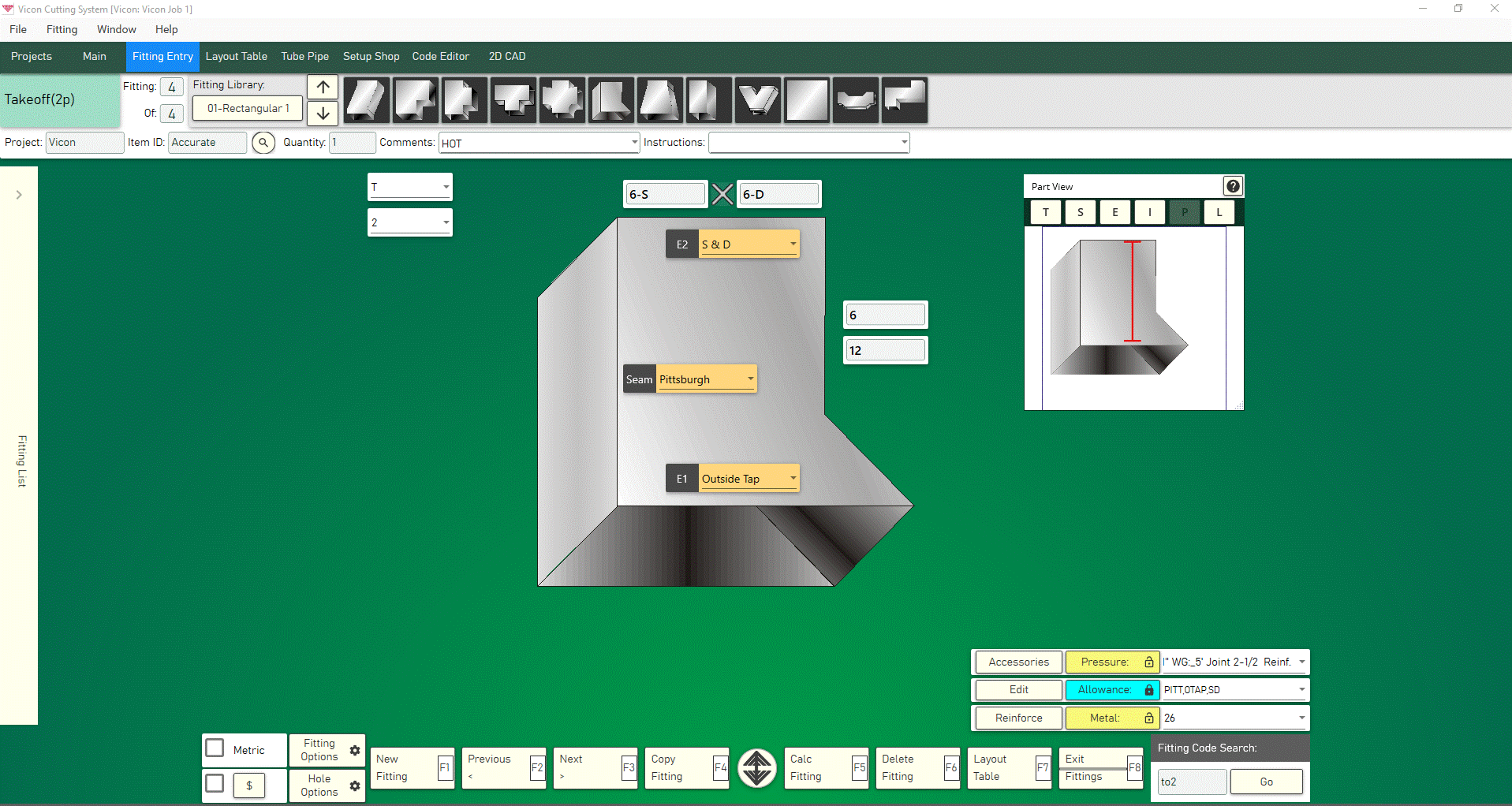 Vicon HVAC Software Fitting Screen Vicon HVAC Software Fitting Screen