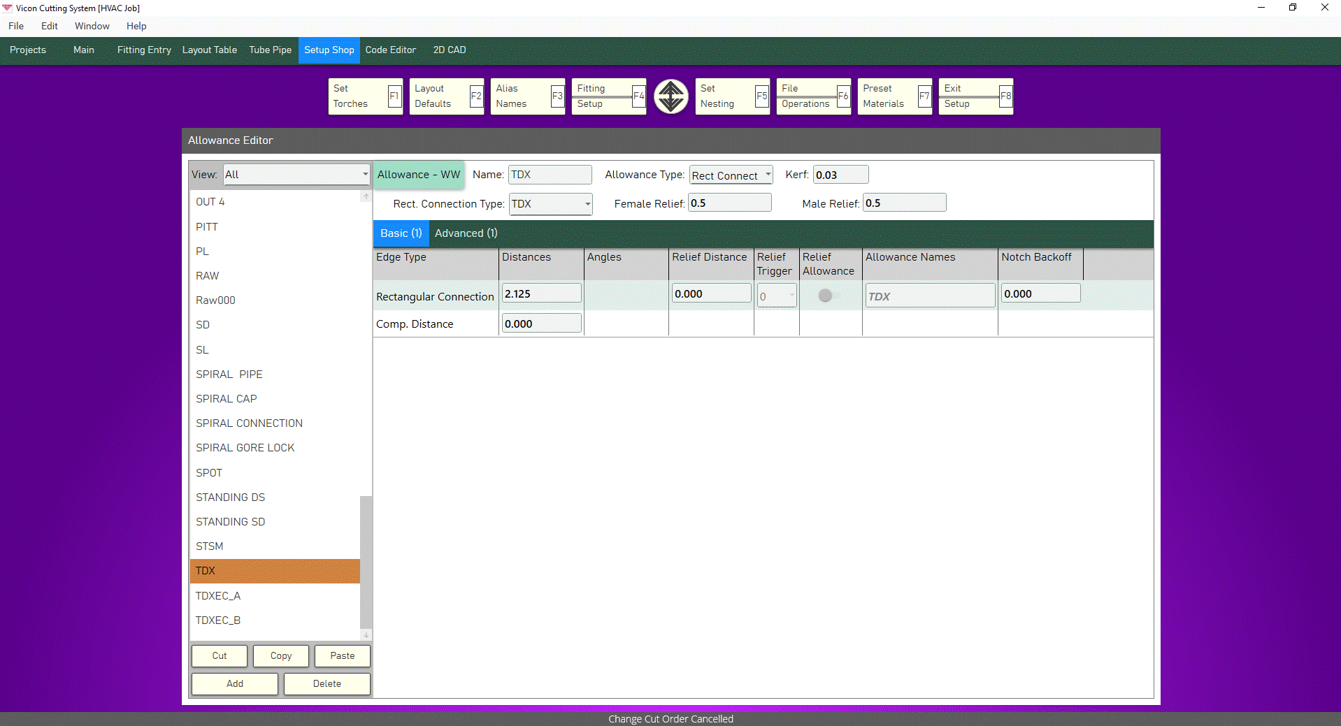 Vicon HVAC Software Set Up Shop Screen Vicon HVAC Software Set Up Shop Screen